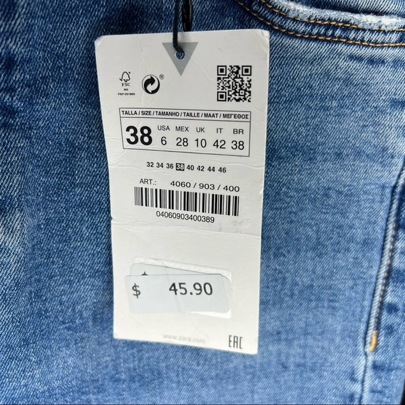 ZARA Split Skinny Jeans Distressed 6 - Picture 4 of 6